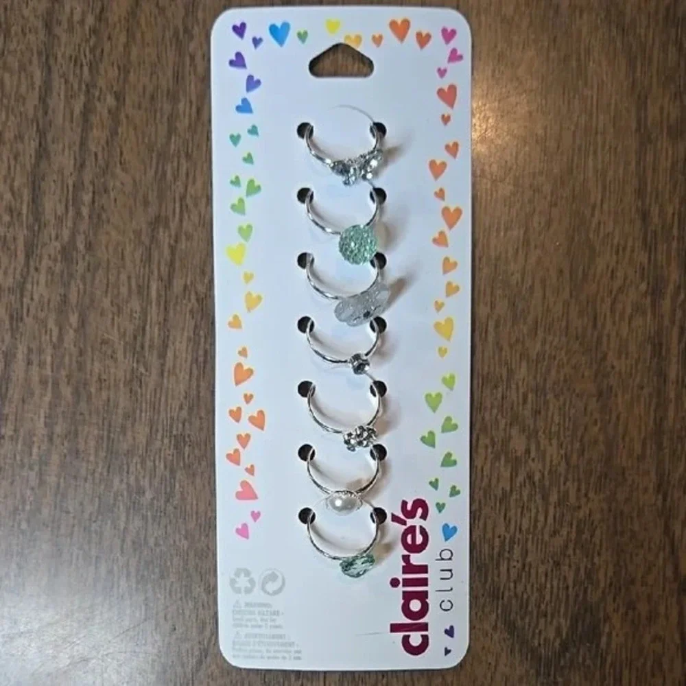 Claire's Jewelry Bundle, 7 Rings, 1 Bracelet, 9‎ Pairs of Earrings, NEW